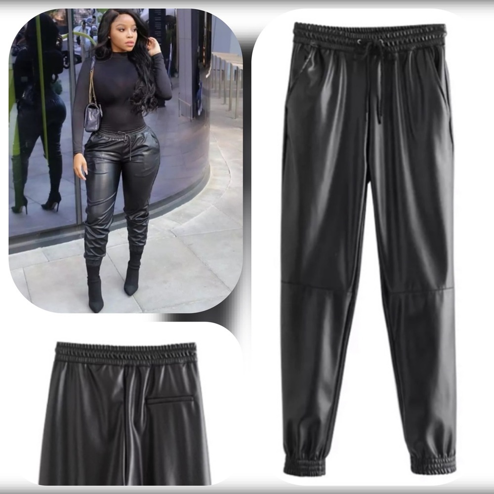 ⚡️⚡️BRAND NEW/ Black Vegan Leather Joggers